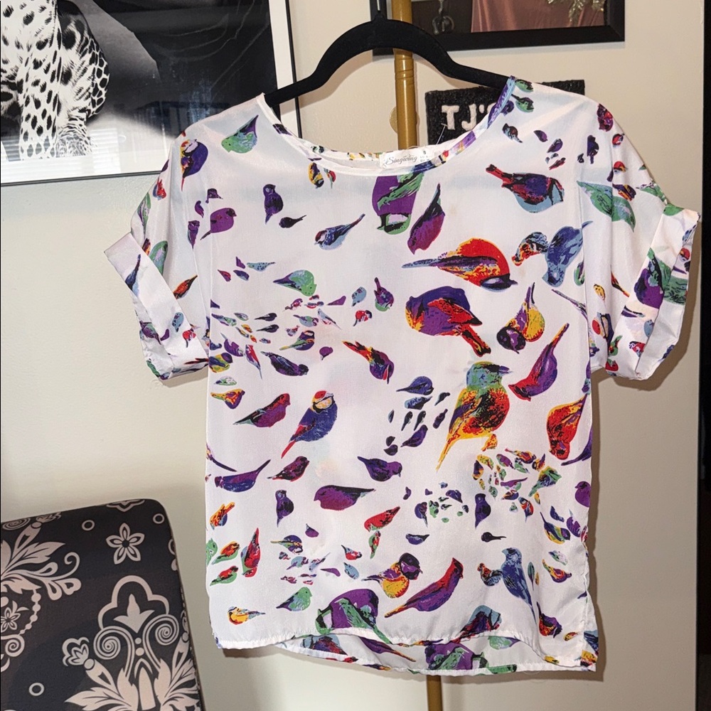 Vibrant Bird Pattern Women's Blouse